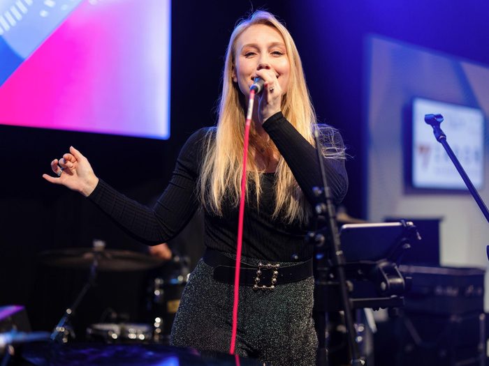 Singer with live band